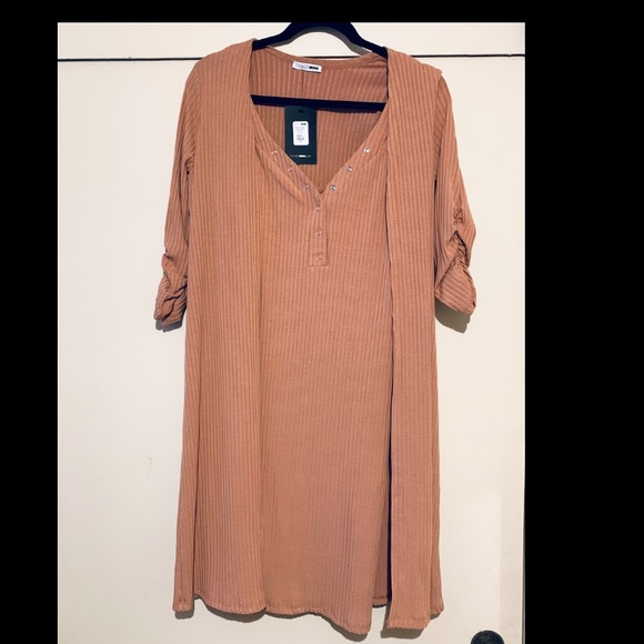 Fashion Nova Dresses & Skirts - Fashion Nova Ribbed Dress Set - Taupe